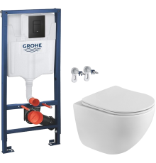 Комплект Унитаз подвесной BelBagno Libero BB11051CH-TOR/SC безободковый + Инсталляция Grohe Solido 38811KF0 3 в 1 с кнопкой смыва