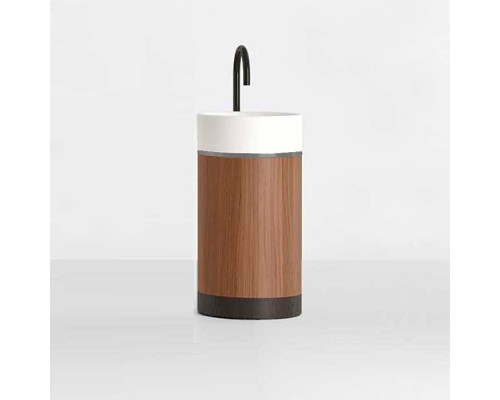 NOORTH milldue edition ROMA II Раковина 45х88 см, без отв., напольная, с донным клапаном, цоколь Noce Canaletto, вставка: Platino, цвет: белый матовый. 2017.B