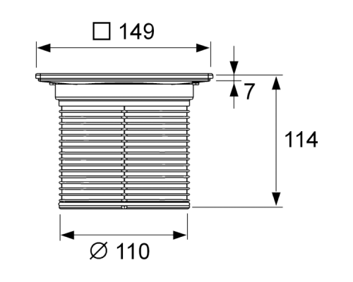 TECEdrainpoint S Базовая решетка 150х150 мм с фиксаторами, с монтажным элементом, сталь. 3660010