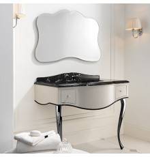 DevonDevon Audrey, Комплект мебели  мрамор: Nero Marquinha, ножки хром, напольный, Цвет: белый с черным кантом. ACSWINDONDS bi,  DEAUDRNMACR/PWcprDB/LS-SWINDON/3F