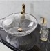 3SC ELEGANCE Раковина накладная, D=43,5/h16 см, без отверстия под смеситель, донный клапан в комплекте, цвет: прозрачный хрусталь/золото 24к. . EL11ACRGD