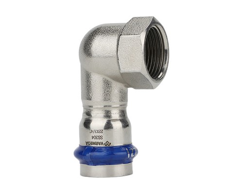Угольник раструбный Varmega Inox Press с внутренней резьбой 22×¾ . VM714002205