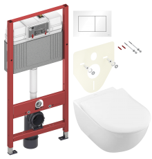 Комплект Унитаз подвесной Villeroy   Boch Subway 2.0 5614R201 alpin + Инсталляция TECE Base 9400413 4 в 1 с кнопкой смыва