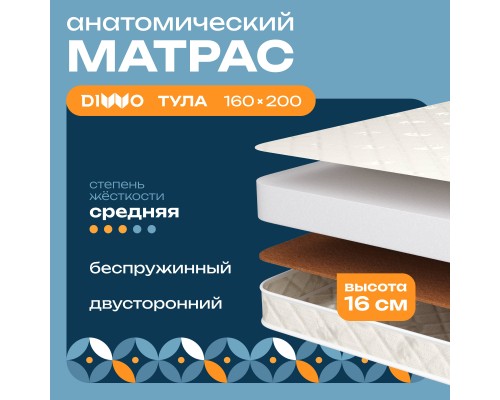 Матрас DIWO Тула 160х200 см, анатомический, беспружинный