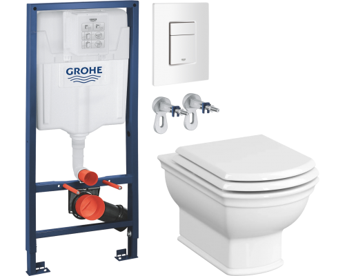 Комплект Унитаз подвесной VitrA Valarte + Крышка 124-003-009 с микролифтом + Инсталляция Grohe Rapid SL 38772SH0 3 в 1 с панелью смыва