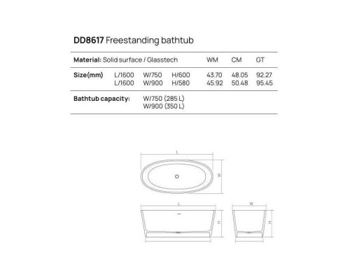 Dea Design Nature Ванна 160х75х60см., отдельностоящая, Glasstek, прозрачная смола, цвет: Smoky Black R4. DD8617 1600 R4 Dea Design Nature Ванна 160х75х60см., отдельностоящая, Glasstek, прозрачная смола, цвет: Smoky Black R4. DD8617 1600 R4