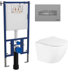 Комплект Унитаз подвесной BelBagno Uno BB3105CHR/SC + Инсталляция DIWO 4501 + Кнопка 7321 хром матовый