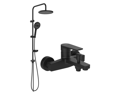 Душевой комплект Смеситель STWORKI Берген S21100BK матовый черный + Стойка Хальмстад S15180BK Душевой комплект Смеситель STWORKI Берген S21100BK матовый черный + Стойка Хальмстад S15180BK
