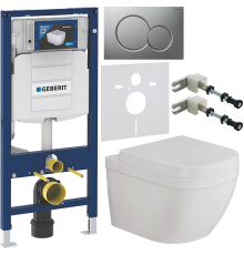 Комплект Унитаз подвесной Grohe Euro Ceramic 3932800H + Крышка 39330001 с микролифтом + Инсталляция Geberit Duofix UP 320 111.300.00.5 + Кнопка Sigma 01 115.770.JQ.5 лакированная, матовый хром + Крепления 111.815.00.1 к стене + Шумоизоляция 156.050.00.1