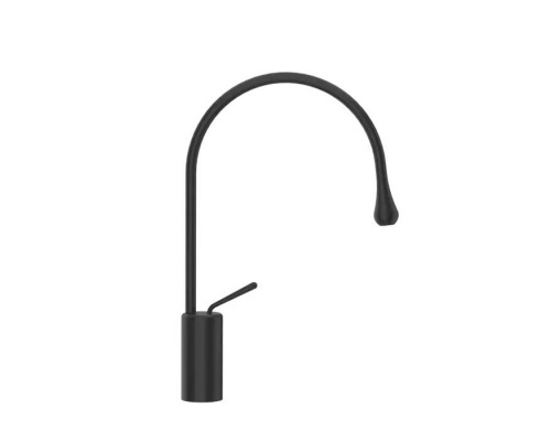 Gessi Goccia Смеситель для раковины на 1 отверстие, высокий, излив 244мм R=125, с фиксированным носиком, цвет: black XL. 33806#299