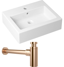 Комплект Раковина Lavinia Boho Bathroom Sink 33311014 + Сифон Wellsee Drainage System 182107000 розовое золото