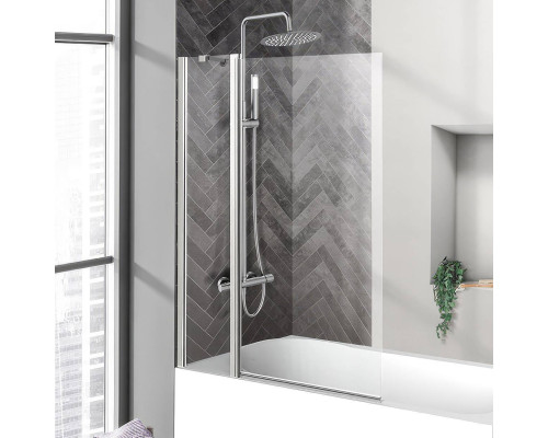 Шторка на ванну BelBagno Uno V-11-90/150-C-Cr стекло прозрачное