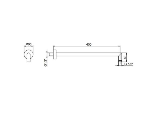 Fantini AF/21 Кронштейн настенный для верхнего душа 45см., цвет: Matt Gun Metal PVD. 86 P5 8011