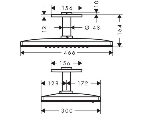 Hansgrohe Metris Верхний душ Oslash;460 мм, цвет: черный/хром. 24006600