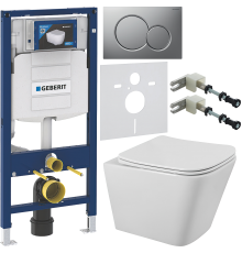 Комплект Унитаз подвесной BelBagno Ardente-R BB520CHR безободковый + Крышка Due BB3103/3106SC с микролифтом + Инсталляция Geberit Duofix UP 320 111.300.00.5 + Кнопка Sigma 01 115.770.JQ.5 лакированная, матовый хром + Крепления 111.815.00.1 к стене + Звуко