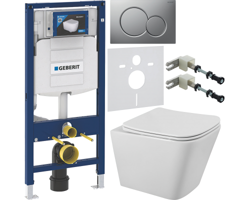 Комплект Унитаз подвесной BelBagno Ardente-R BB520CHR безободковый + Крышка Due BB3103/3106SC с микролифтом + Инсталляция Geberit Duofix UP 320 111.300.00.5 + Кнопка Sigma 01 115.770.JQ.5 лакированная, матовый хром + Крепления 111.815.00.1 к стене + Звуко