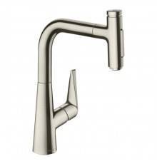 Hansgrohe Talis Смесиетель для раковины, на 1 отв., с выдвижным изливом, цвет: сталь. 73868800