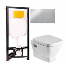 Комплект Унитаз подвесной Santek Нео 1WH302423 с микролифтом + Инсталляция OLI 80 ECO Sanitarblock mechanic 3 в 1 с кнопкой смыва