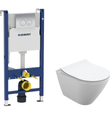 Комплект Унитаз подвесной Cersanit City Oval Clean On DPL EO slim + Инсталляция Geberit Duofix Delta 458.124.21.1 3 в 1 с кнопкой смыва, хром
