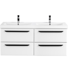 Тумба с раковиной Cezares Eco 120, bianco lucido, 4 ящика, ручки черные