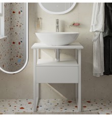 Тумба с раковиной DIWO Элиста 60 белый мрамор с раковиной Moduo 55 Leaf