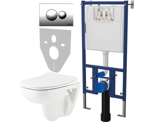 Комплект Унитаз подвесной Seramiksan Petite A101002H + Крышка AG50006 с микролифтом + Инсталляция DIWO 4501 + Кнопка 7312 хром