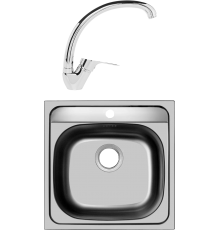 Комплект Мойка кухонная Domaci Равенна Ssik DCL 480*480 (6) TG + Смеситель D45-002cr