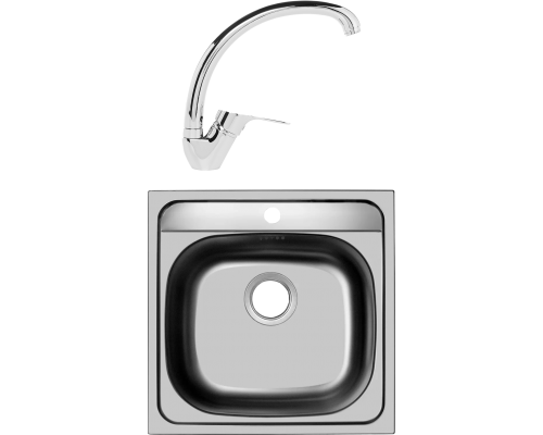 Комплект Мойка кухонная Domaci Равенна Ssik DCL 480*480 (6) TG + Смеситель D45-002cr