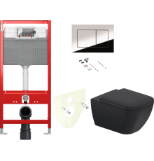 Комплект Унитаз подвесной Duravit Happy D.2 2222098900 rimless + Крышка + Звукоизоляция TECE Profil TECEprofil 9 200 010 + Инсталляция TECEprofil Uni 2.0 9300302 + Кнопка Now 9 240 401 хром глянцевый + Крепления TECEprofil 9380014