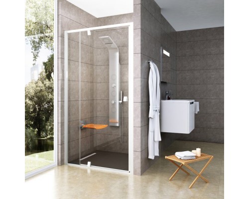 Душевая дверь в нишу Ravak Pivot PDOP2-110 Transparent, профиль и ручки белые
