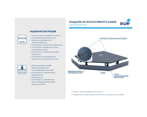 Душевой поддон трапеция RGW ST/T-G Графит 900x900 Душевой поддон трапеция RGW ST/T-G Графит 900x900
