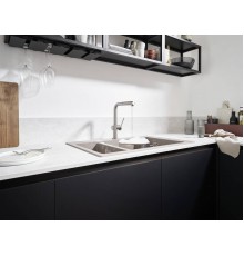 Комплект Смеситель Hansgrohe Talis M54 72809800 сталь + Фартук черный