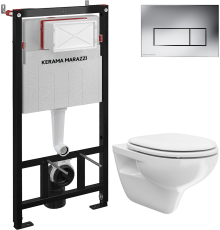 Комплект Унитаз подвесной Kerama Marazzi Pro XPRO.wc.02 безободковый, с микролифтом + Инсталляция AM101\1120KM + Кнопка M571KM