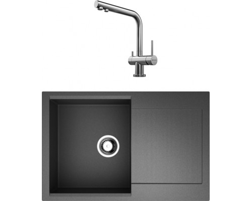 Комплект Мойка кухонная Omoikiri Daisen 78-BL черная + Смеситель Nagano BN нержавеющая сталь