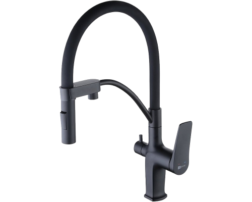 Смеситель для кухни Lemark Bronx LM3761BL черный, с гибким изливом
