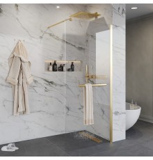 Душевая перегородка Niagara Nova NG-641-10 GOLD 100x195 профиль золото, стекло прозрачное