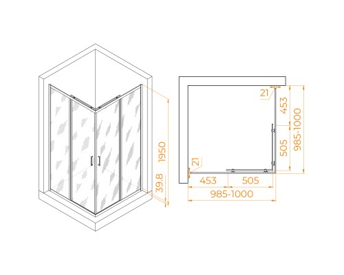 Душевой уголок RGW PA-030 1000x1000