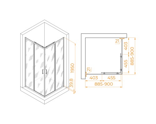 Душевой уголок RGW PA-030B 900x900 Душевой уголок RGW PA-030B 900x900