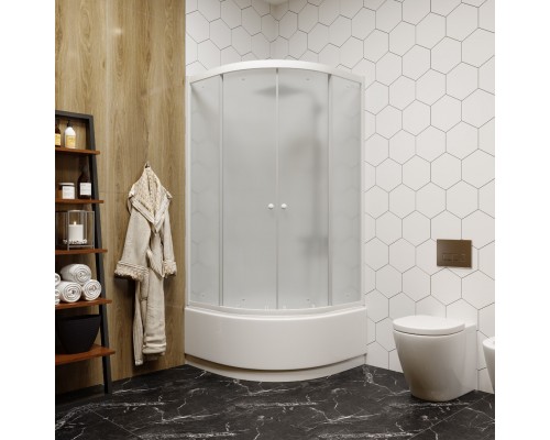 Душевой уголок Parly ZF90 90x90, с поддоном, профиль белый, стекло матовое