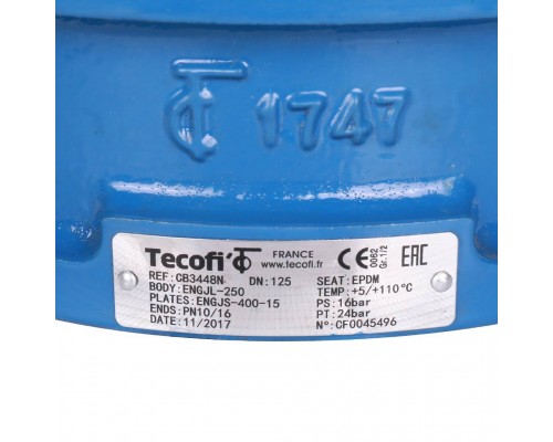Обратный клапан двухстворчатый Tecofi CB3448N-EP0125 из чугуна Ду125 Ру16 межфл ст/чуг T=110 (CB3448N-EP0125) Обратный клапан двухстворчатый Tecofi CB3448N-EP0125 из чугуна Ду125 Ру16 межфл ст/чуг T=110 (CB3448N-EP0125)