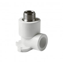 Угольник Pro Aqua d=20-1/2 PP-R с креплением комбинированный НР Белый (PA28108P)