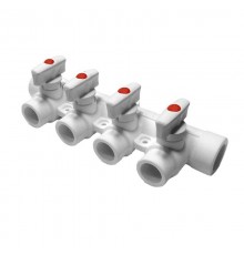 Коллектор с 4 выходами Pro Aqua d=25-20 PP-R Белый (PA6710408P)
