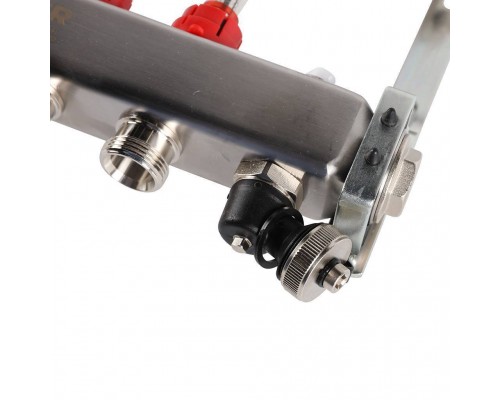 Коллектор из нержавеющей стали с расходомерами ROMMER, с клапаном вып. воздуха и сливом 5 выходов (RMS-1201-000005)