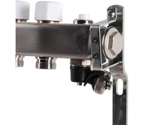 Коллектор из нержавеющей стали с расходомерами ROMMER, с клапаном вып. воздуха и сливом 5 выходов (RMS-1201-000005)