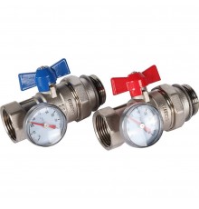 *RMS-1001-030001 ROMMER Комплект прямых шаровых кранов с термометрами 1” (RMS-1001-030001)