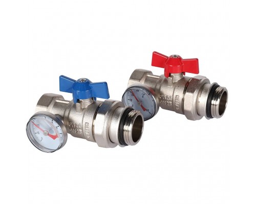 *RMS-1001-030001 ROMMER Комплект прямых шаровых кранов с термометрами 1” (RMS-1001-030001)