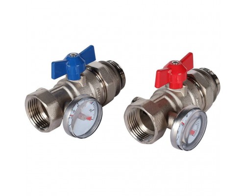 *RMS-1001-030001 ROMMER Комплект прямых шаровых кранов с термометрами 1” (RMS-1001-030001)