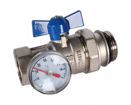 *RMS-1001-030001 ROMMER Комплект прямых шаровых кранов с термометрами 1” (RMS-1001-030001)