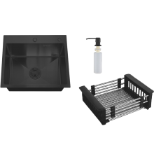 Мойка кухонная РМС MR MR-5050BL c корзиной и дозатором, графит