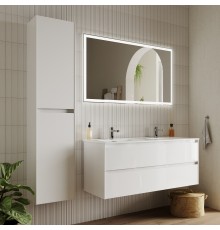Мебель для ванной комнаты Sancos Cento 120 см двойная, белый глянец
